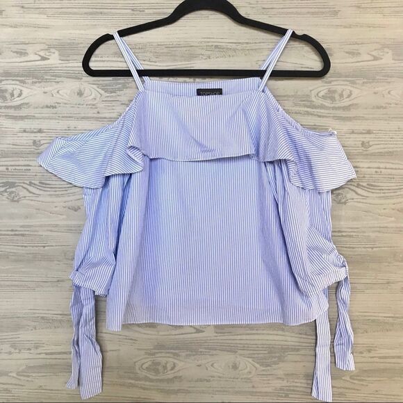 Topshop stripe cold shoulder blouse - Picture 3 of 5